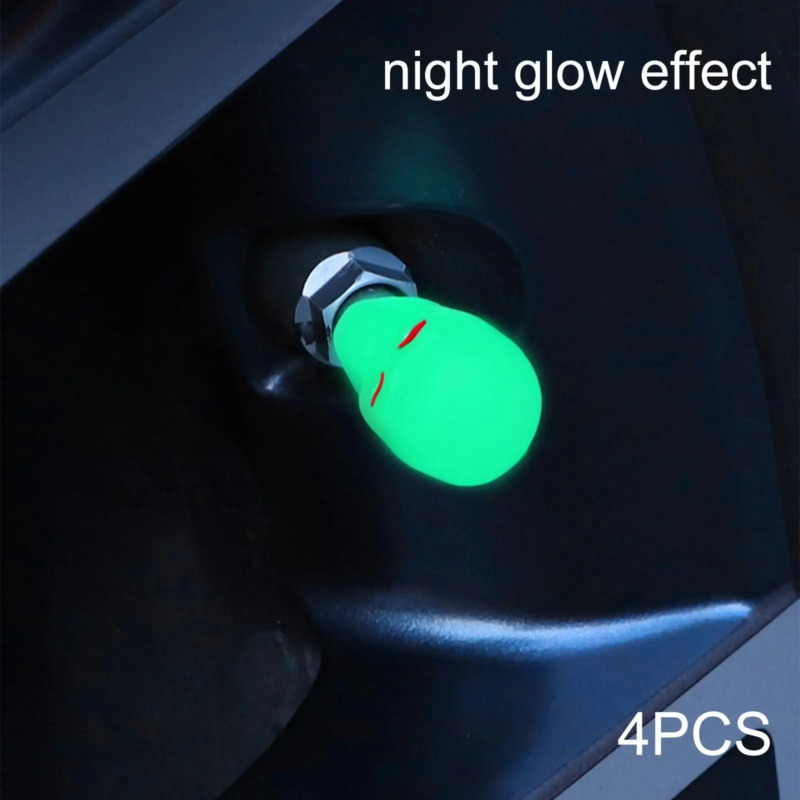 4x Noctilucous Car Tire Valve Stem Caps Luminous Dustproof Universal Cover Wheel Cap for Bicycles Suvs Trucks