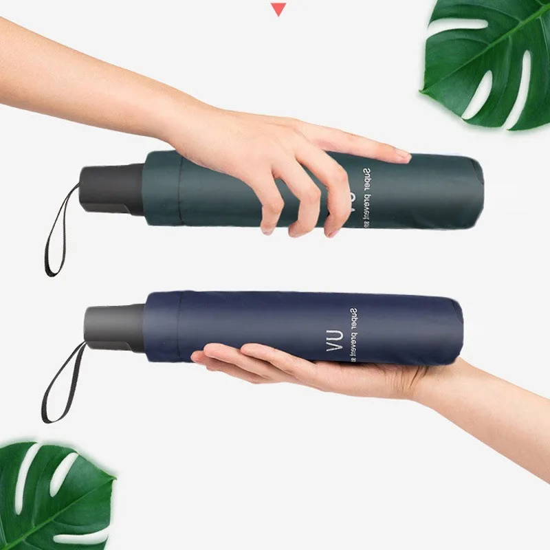 Утолщенный виниловый солнцезащитный зонтик тройного сложения для женщин и