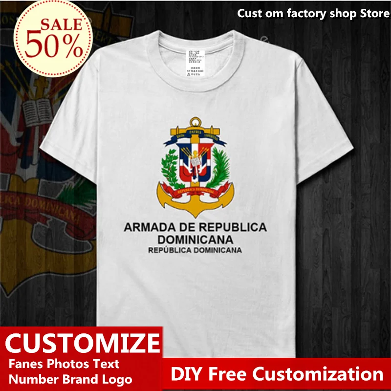 

Dominica Navy Cotton T shirt Custom Jersey Fans DIY Name Number LOGO Tshirt High Street Fashion Hip Hop Loose Casual T-shirt