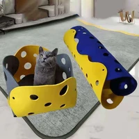 cat tunnel felt mat toy funny pet felt collapsible crinkle kitten toys diy combination play tunnels pet interactive toy