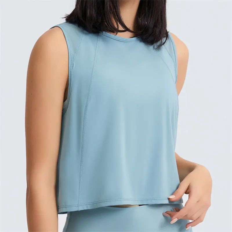 Nepoagym PRIDE Open Back Women Crop Tank Tops with Mesh Block Sleeveless Brushed Soft Workout Shirts Quick Dry Yoga Shirts