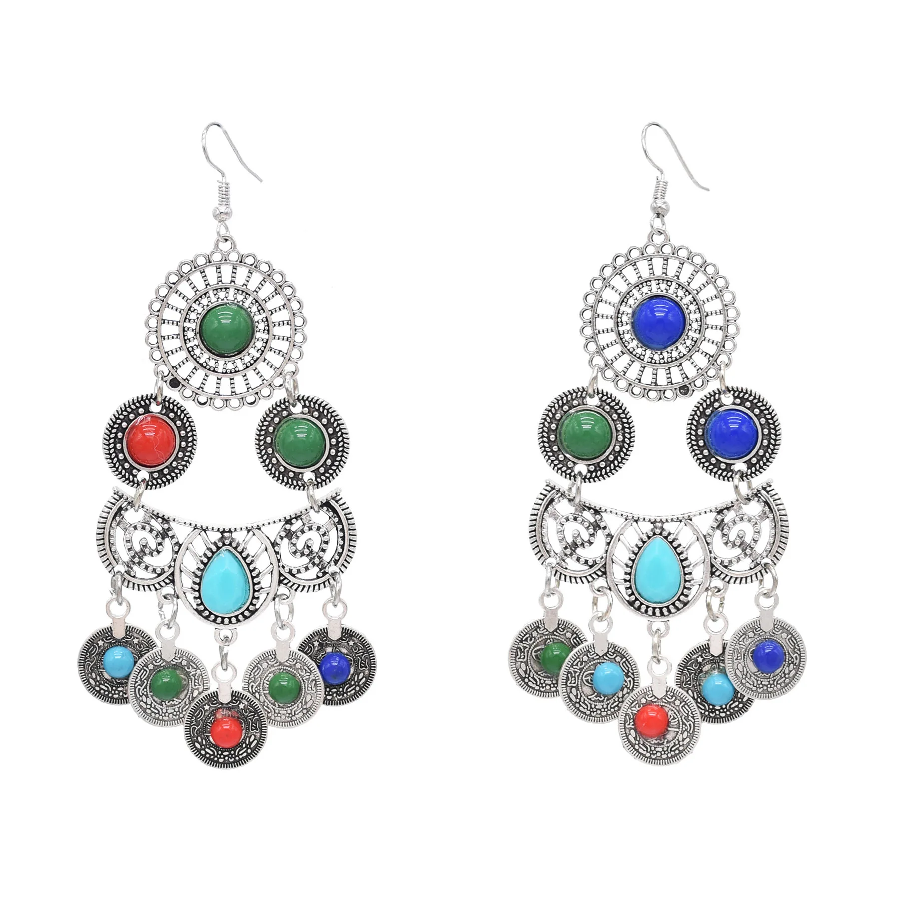 2 типа винтажные серебристые серьги с колокольчиками и монетами кисточками для