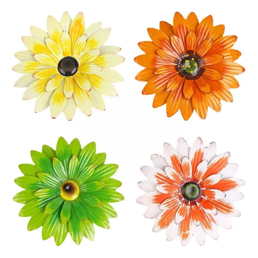 

Metal Flower Garden Wall Decor Colorful Outdoor Fence Art Patio Sculptures Hanging Decorations For Yard Porch Living Room Z7V5