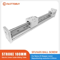 stroke 100 mm electric sliding table lead screw 1605 linear guides repositioning resolution 0 05mm for cnc machine