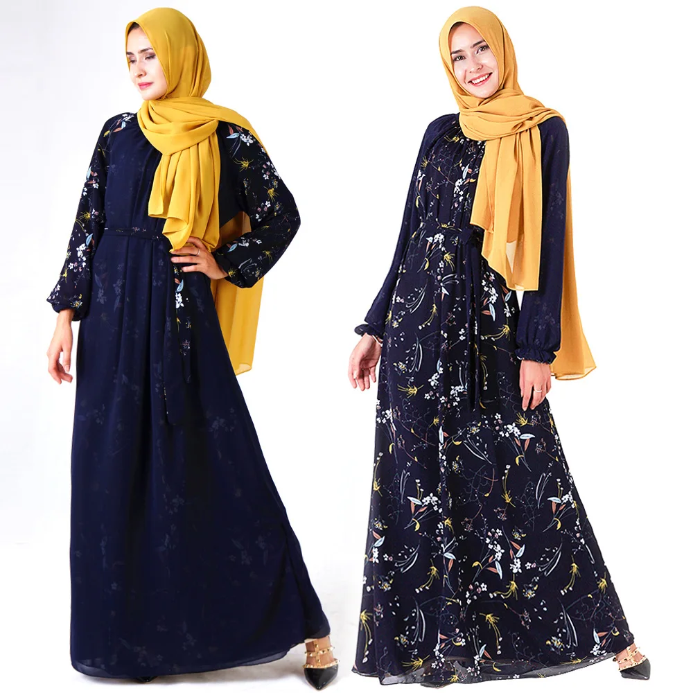 

Рамадан Abayas для женщин Средний Восток Abaya турецкий принт скромная одежда с длинным рукавом Макси платья мусульманские женские платья кафта...