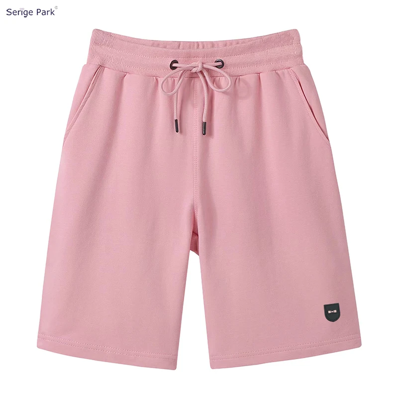 

Serige Park Summer New Cotton Solid Color Shorts Men's High Quality Bow Luxury Eden Men's Elastic Waist Casual Pink Design