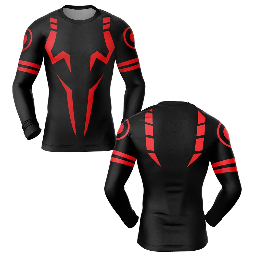 

Мужские компрессионные футболки с рисунком аниме juютсу Kaisen, спортивные колготки с 3D-принтом, фитнесс с длинным рукавом, Спортивная быстросохнущая Спортивная одежда для бега и тренировок