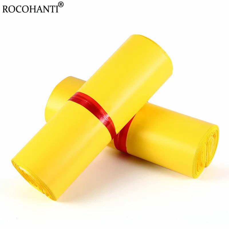 50 шт. оранжево-желтые полиэтиленовые пакеты с логотипом на заказ - купить по