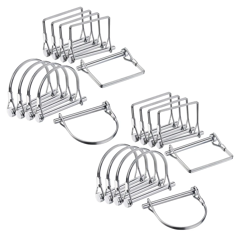 

20 Pieces Shaft Locking Pin Safety Coupler Pin 1/4 Inch Diameter In 2 Shapes Of Square And Arch (Silver)