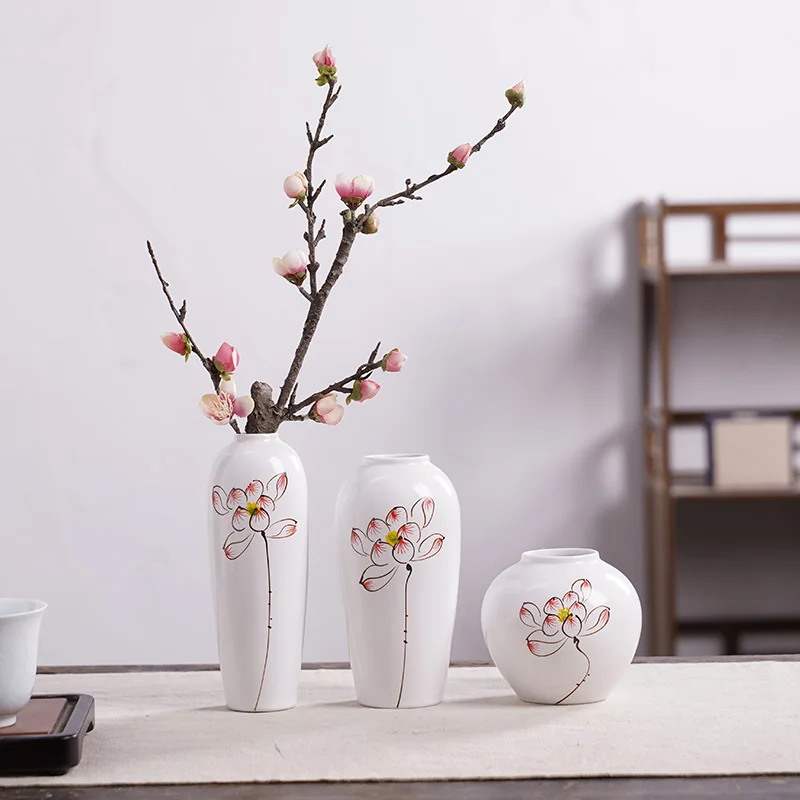 Ручная роспись лотос керамическая лампа с дзен Настольная гидропоника