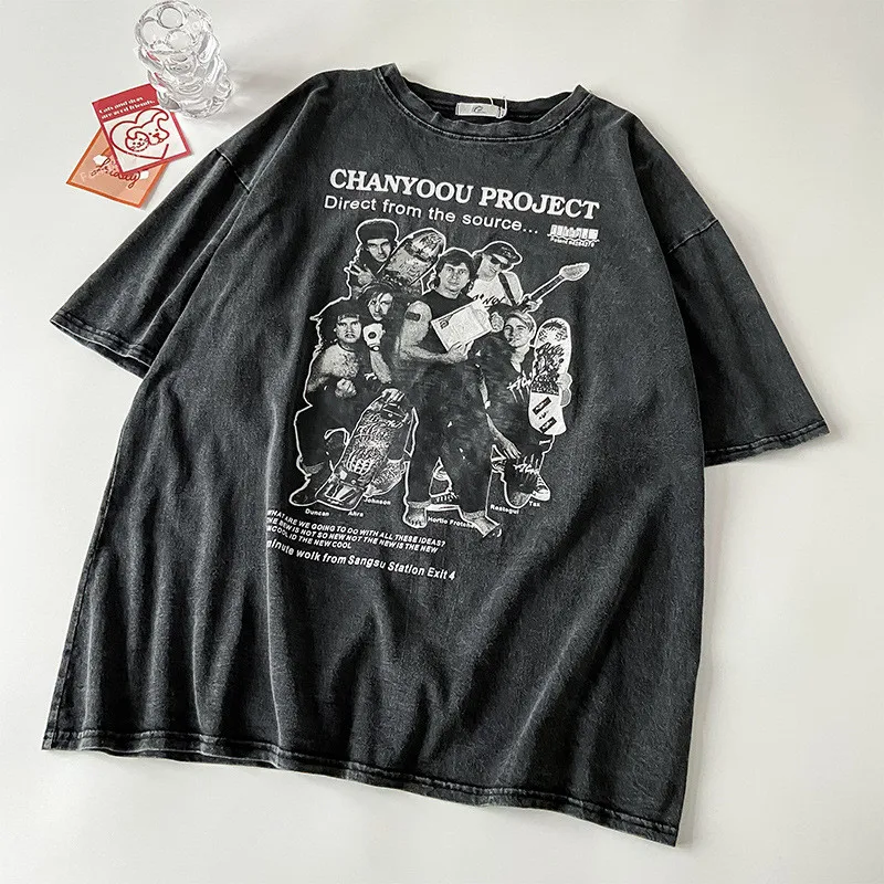

T Shirt Men Women Oversized Vintage Hiphop Printed Unisex Short Sleeve T Shirt Summer Casual Cotton Gym Outdoor Tees Streetwear