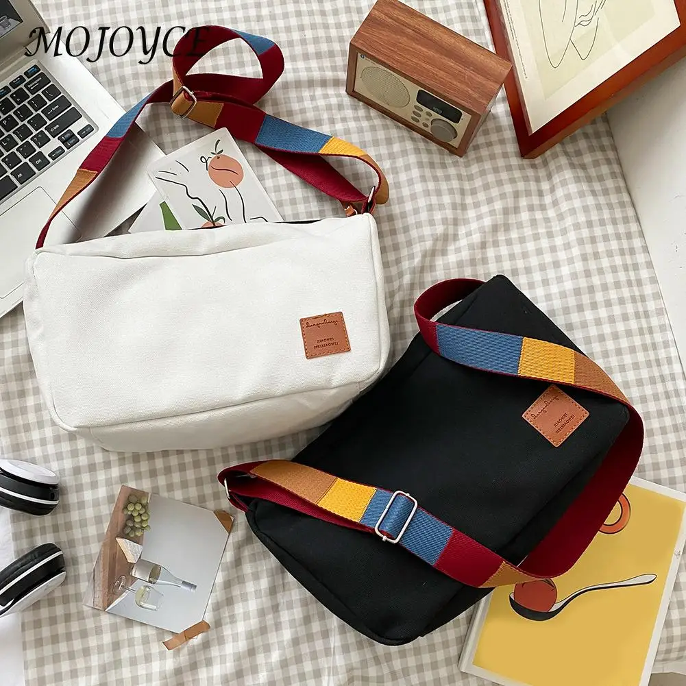

Fashion Exquisite Shopping Bag Canvas Women Colorful Splicing Strap Handbag Casual Large Capacity Messenger Bag