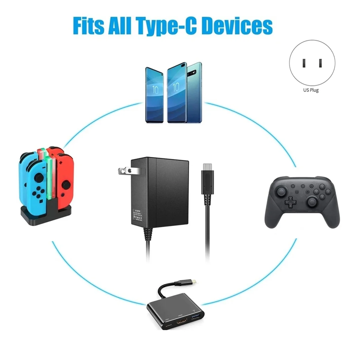 24 Вт для Nintendo Switch адаптер питания и вилка Lite быстрое зарядное устройство