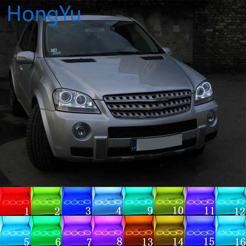 Multi-color RGB LED Angel Eyes Halo Ring Eye RF Remote for Mercedes Benz M Class W164 ML320 350 500 ML63 2006 2007 Accessories
