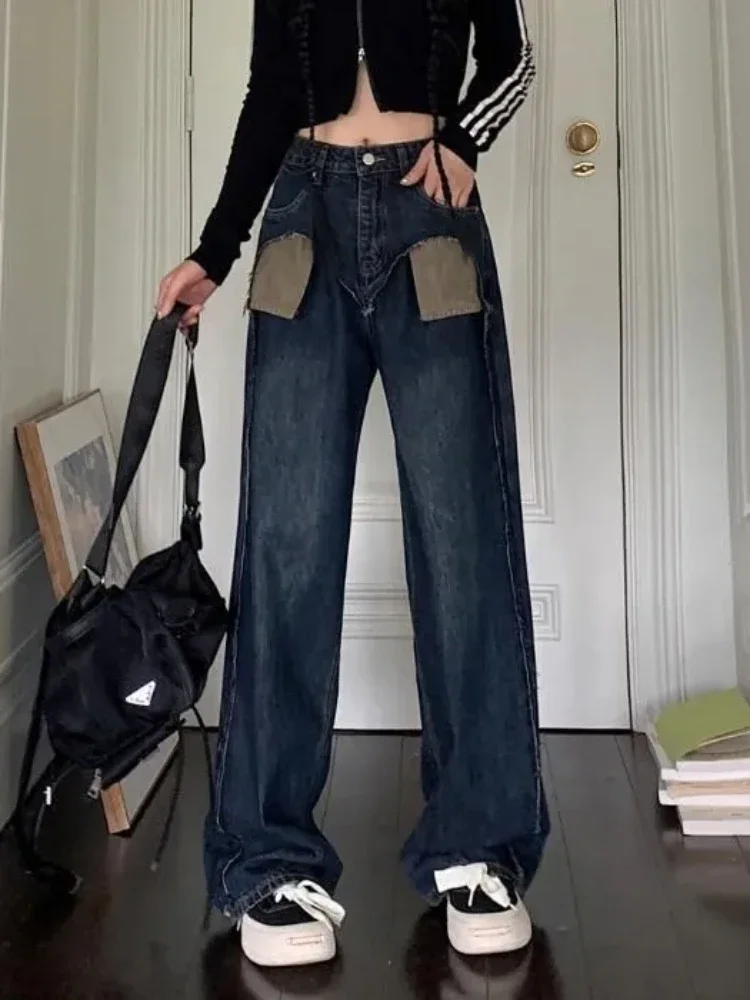 Джинсы со сращенными женщинами простые шикарные осенние базовые винтажные