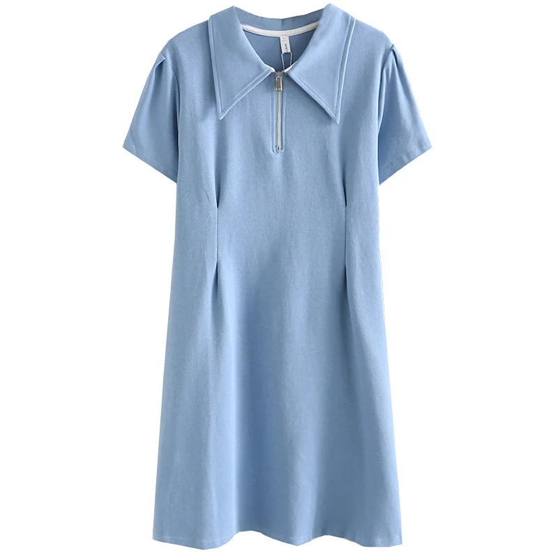 

Plus Size Dresses For Women Clothing Fashion Cotton Female Dress Simple Puff Sleeve Solid Color Curve Dress Summer 2022