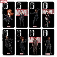 phone case for redmi note 10 11 11s 11e 7 8 8t 9 9s 9t pro plus 4g 5g soft silicone case cover black widow marvel