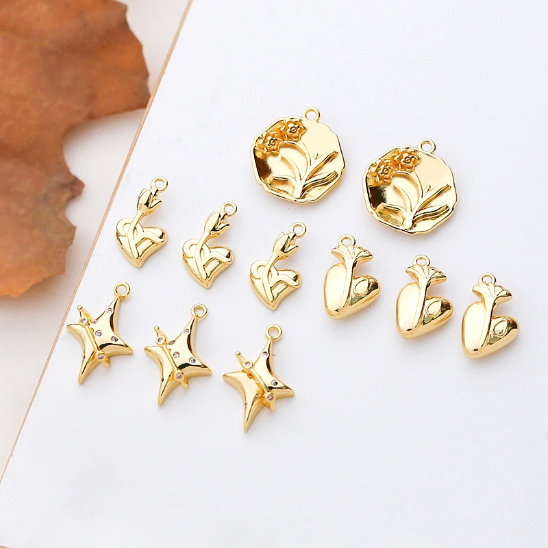 

3 шт., подвеска в виде цветка с медным покрытием, 18k