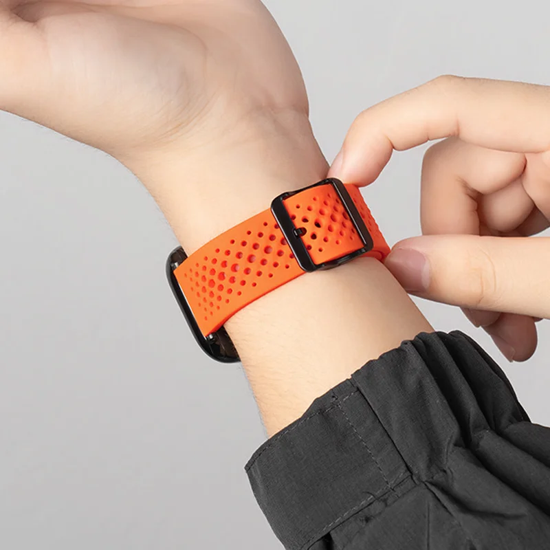 Фото Силиконовый ремешок для Apple Watch 44 мм, 45, 40, 41, 42, 46, 49 мм, спортивный ремешок для iWatch серий 11, 10, 8, 7, 6, 5, SE, 9, Ultra, 3, аксессуары №5