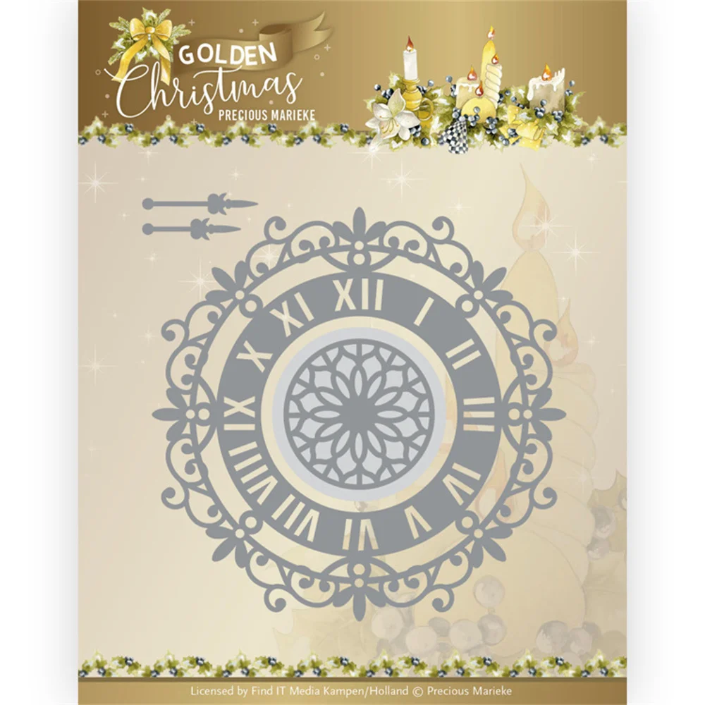 

Newest Christmas Wall Clock Metal Cutting Dies Scrapbook Diary Decoration Embossing Template Diy Gift Card Handmade Craft Molds