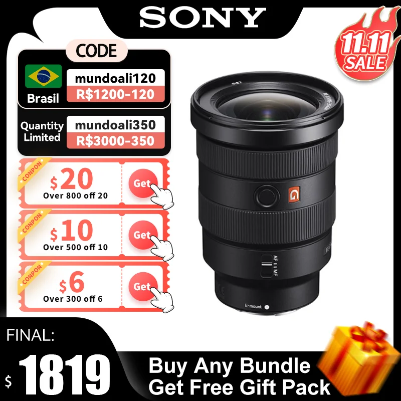 

Широкоугольный зум-объектив Sony FE 16-35 мм F2.8 GM, объектив с большой диафрагмой для беззеркальной камеры A6300 A6400 A6600 A7 III SEL1635GM