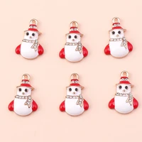 10pcs cartoon winter snowman charms enamel christmas charms pendants for making earrings necklaces diy keychains jewelry finding