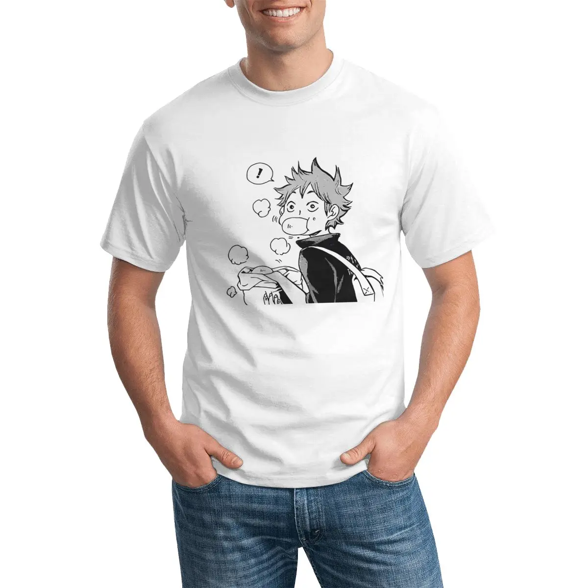 

Футболки Hinata Shoyo Nikuman Haikyuu Аниме Фигурка Харадзюку футболка с круглым вырезом Потрясающие для мужчин топы большого размера