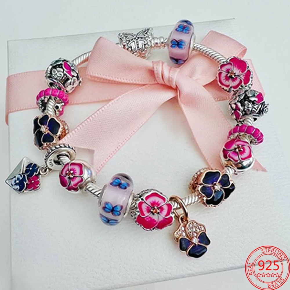 Подвеска из стерлингового серебра 925 пробы с цирконием инкрустацией цветком