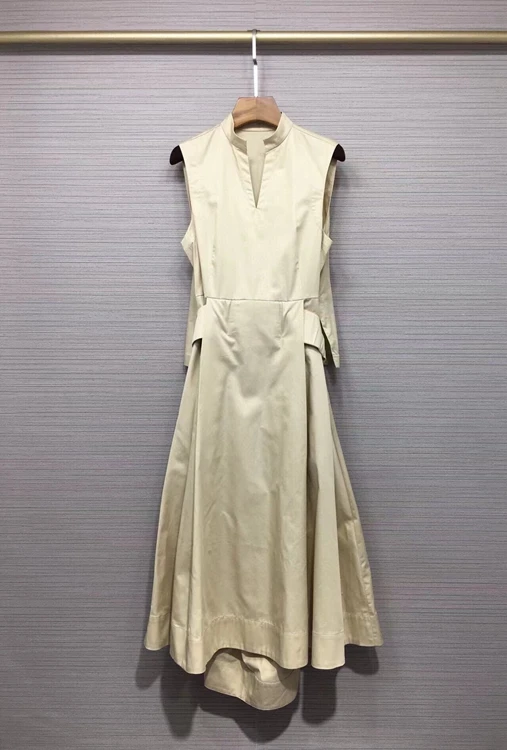 

Женское ТРАПЕЦИЕВИДНОЕ ПЛАТЬЕ-юбка средней длины, платье без рукавов с V-образным вырезом и высокой талией, модель 2022, 718