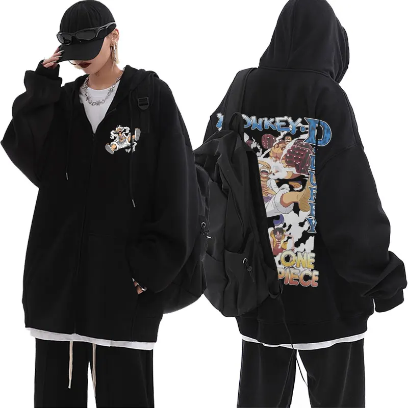 

Японское аниме снаряжение 5 Луффи с графическим принтом толстовка на молнии для мужчин и женщин 90-х годов манга винтажная куртка большого размера на молнии мужские свитшоты