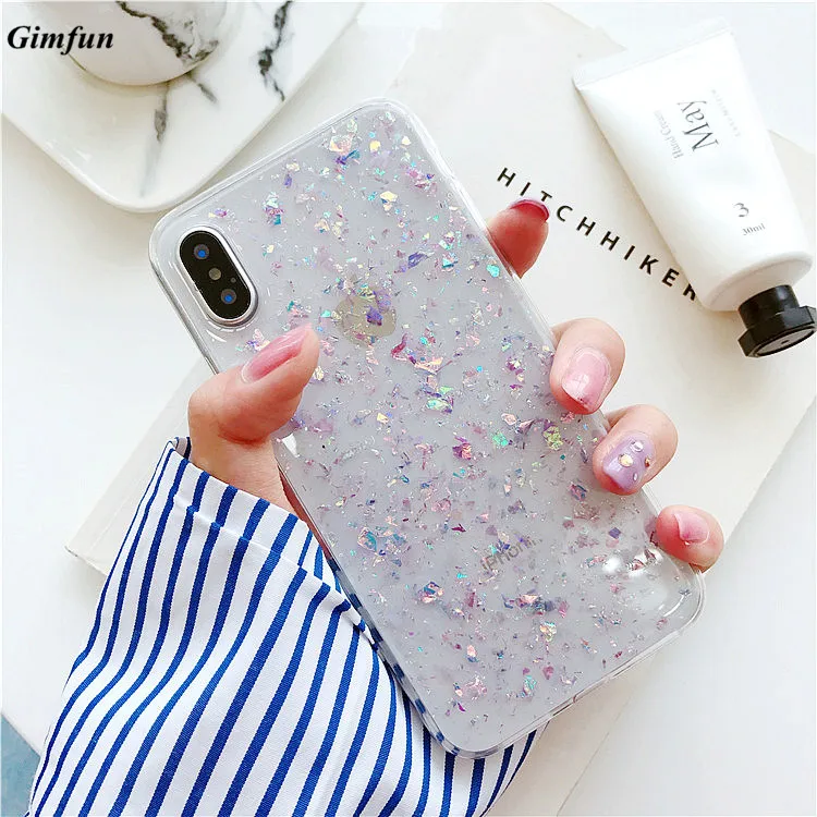 

Gimfun Crystal Bling Glitter Sequins Phone Case for iPhone 12 11 Pro Max X Xr Xsmas 7 8Plus Clear Tin Foil Soft Tpu Case Cover