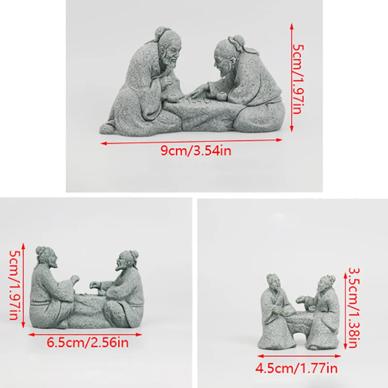 Миниатюрный старый рыбак игра в шахматы песочные камни фигурка украшения для