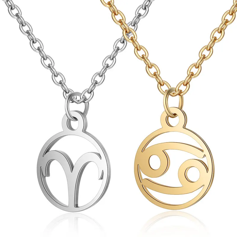 

12 Constellations Chains Necklaces 1-12 Monthly Stainless Steel Birthday Gifts Zodiac Letters Necklace Charms for DIY Jewelry