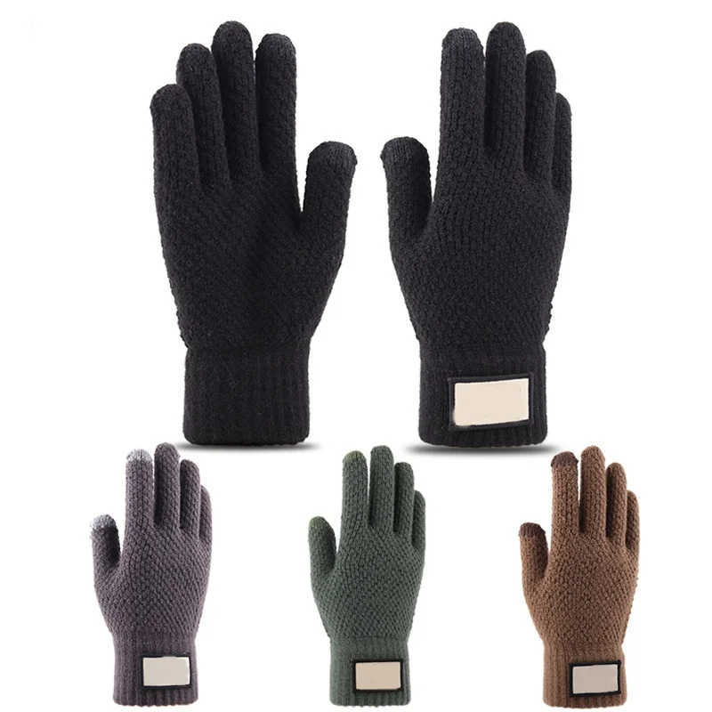 

Winter Men Knitted Gloves Touchscreen High Quality Male Mitten Thicken Warm Wool Cashmere Solid Men Business Gloves Autumn