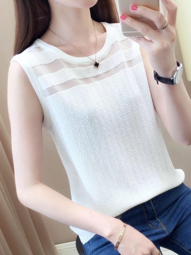 

BOBOKATEER White T Shirt For Women Tank Tops Mujer Camisetas Knitted Woman Tshirts O-Neck Tee Shirt Femme T-shirty Damskie 2023