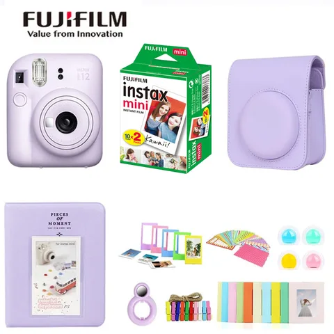 С набором сумок для фотоаппарата Fujifilm Instant Camera Fujifilm Instax Mini 12, оригинальная камера с Fujifilm Instax Mini Film Photo Paper
