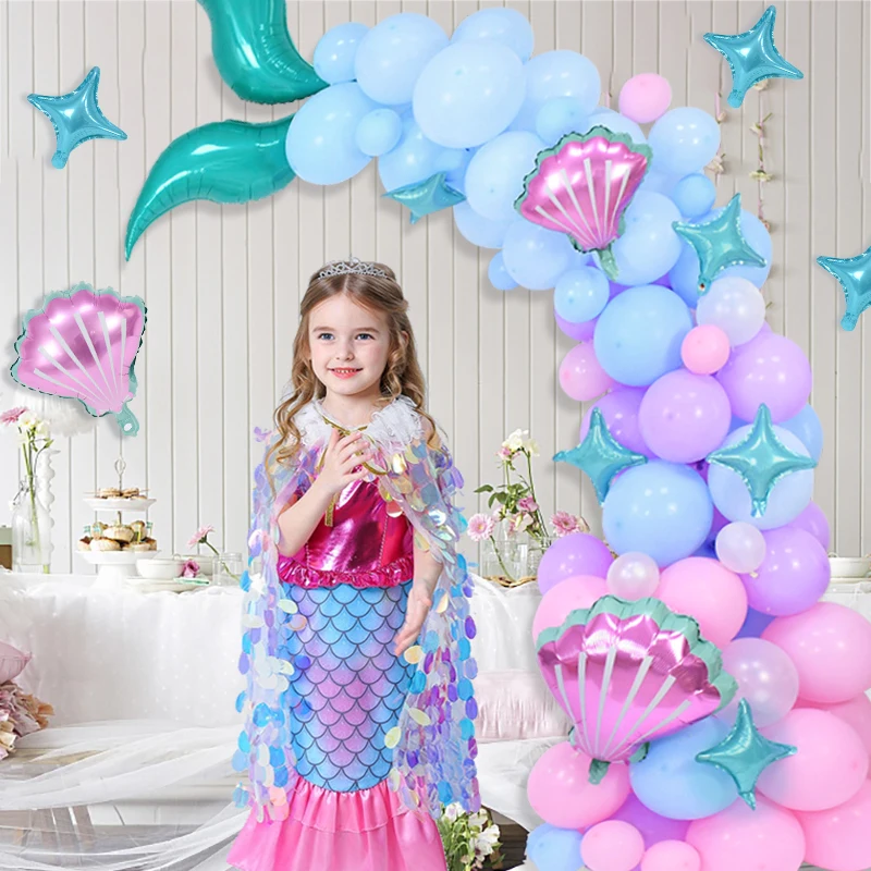 

87pcs Mermaid Tail Balloon Garland Arch Shell Foil Balloon Girls 1st Birthday Party Favors Mermaid Theme Party Home Decor Supply