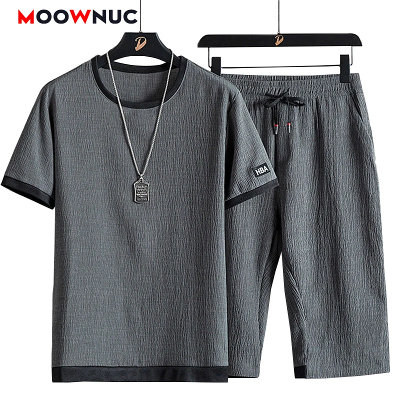 

2022 Summer New Men's Casual Sets Quick Drying T-Shirts + Pants Sportswear Jogger Male Fashion MOOWNUC