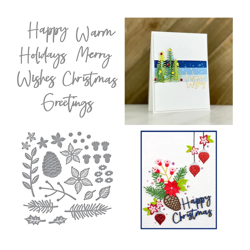 

Пресс-формы Новое поступление Рождественские цветы благословение Сделай Сам штампы для скрапбукинга поздравительная открытка Фотоальбом Металлическая резка