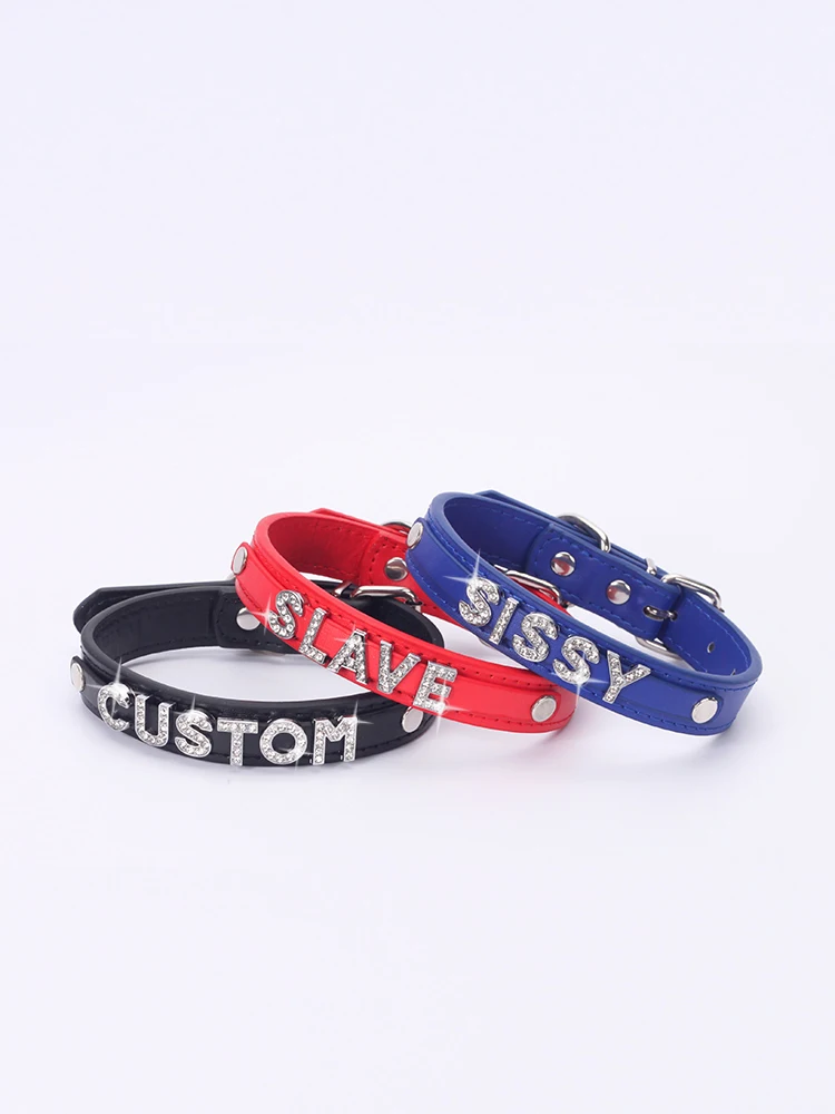 Ожерелье-чокер Goth из искусственной кожи с надписью на заказ пикантное ожерелье