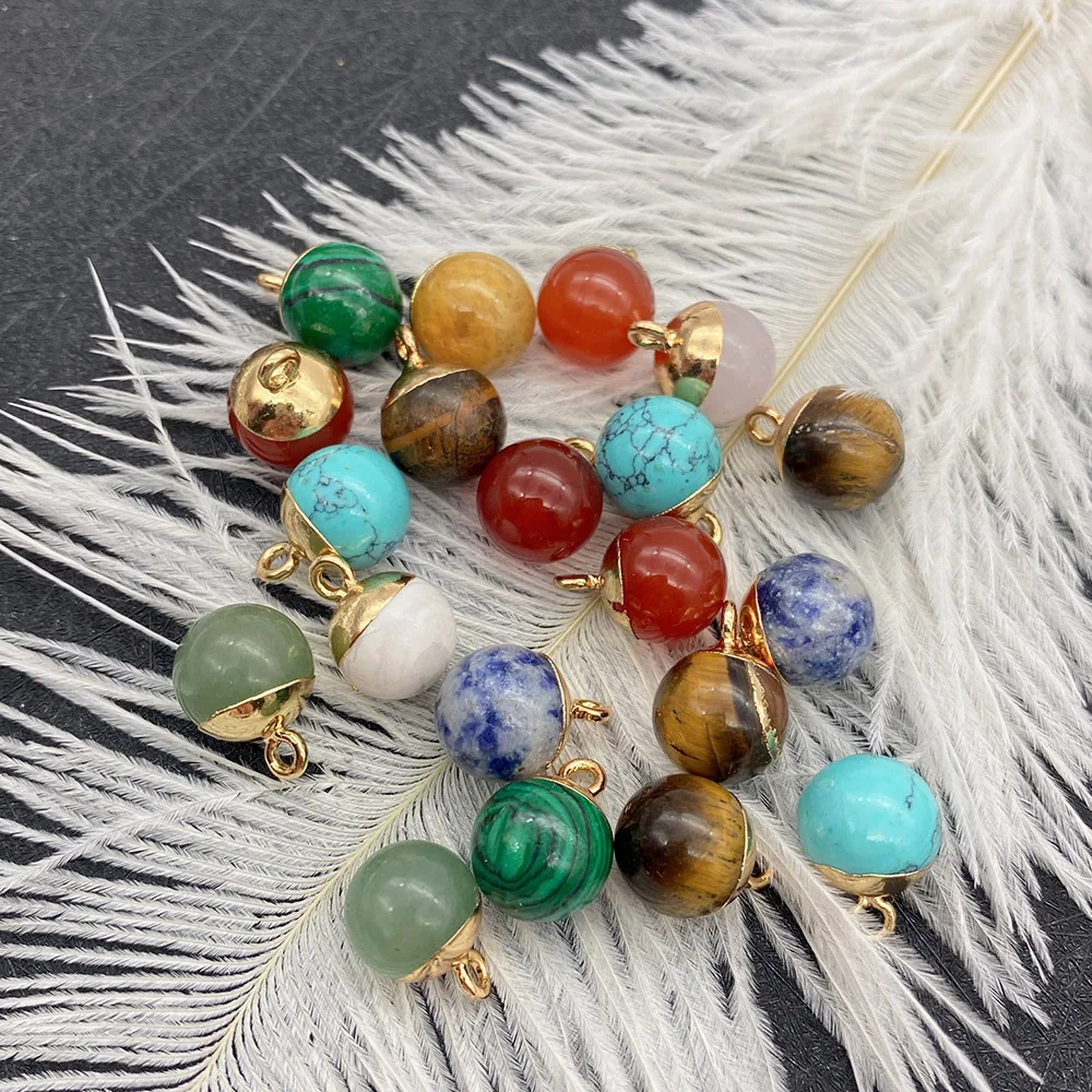 Натуральный камень круглый полированный кулон агат тигровый глаз маленький для