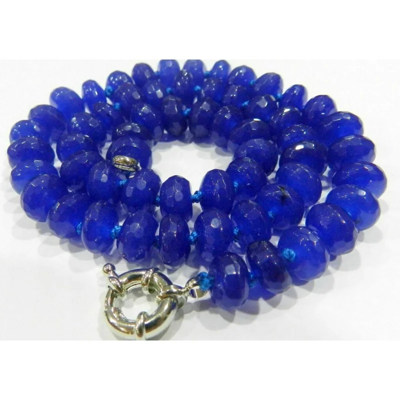 

Natural 5x8mm Faceted Blue Sapphire Gemstone Roundel Beads Nelace 20 in