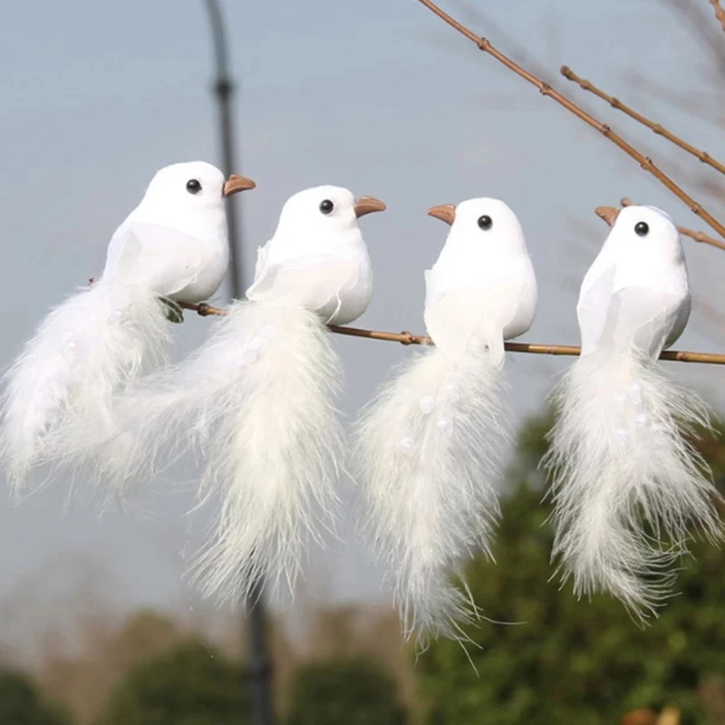 

White Artificial Foam Feather Wedding Ornament Home Craft Table Decor Bird Toy Wedding Decor