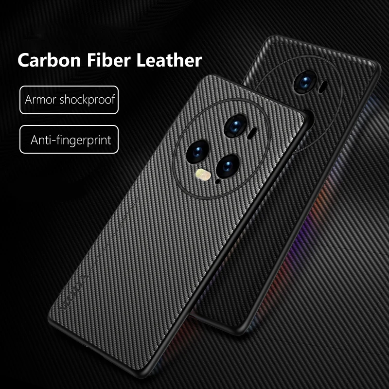 

Luxury Leather Case for Huawei Honor Magic5 Pro Carbon Fiber Ultra-thin Frosted Armor Shockproof Soft Phone Cover HonorMagic5Pro