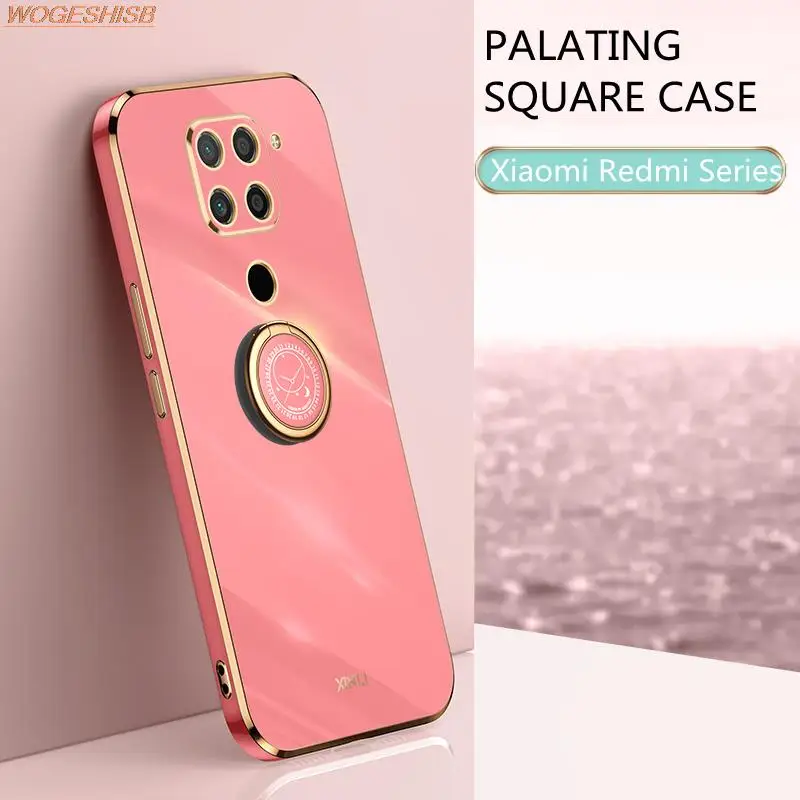 

Plating Square Finger Ring Holder Phone Case For Xiaomi Redmi Note 8 9 9S 9T 10 10S 9T 11 Pro Plus Max 4G 5G Luxury Soft Cover