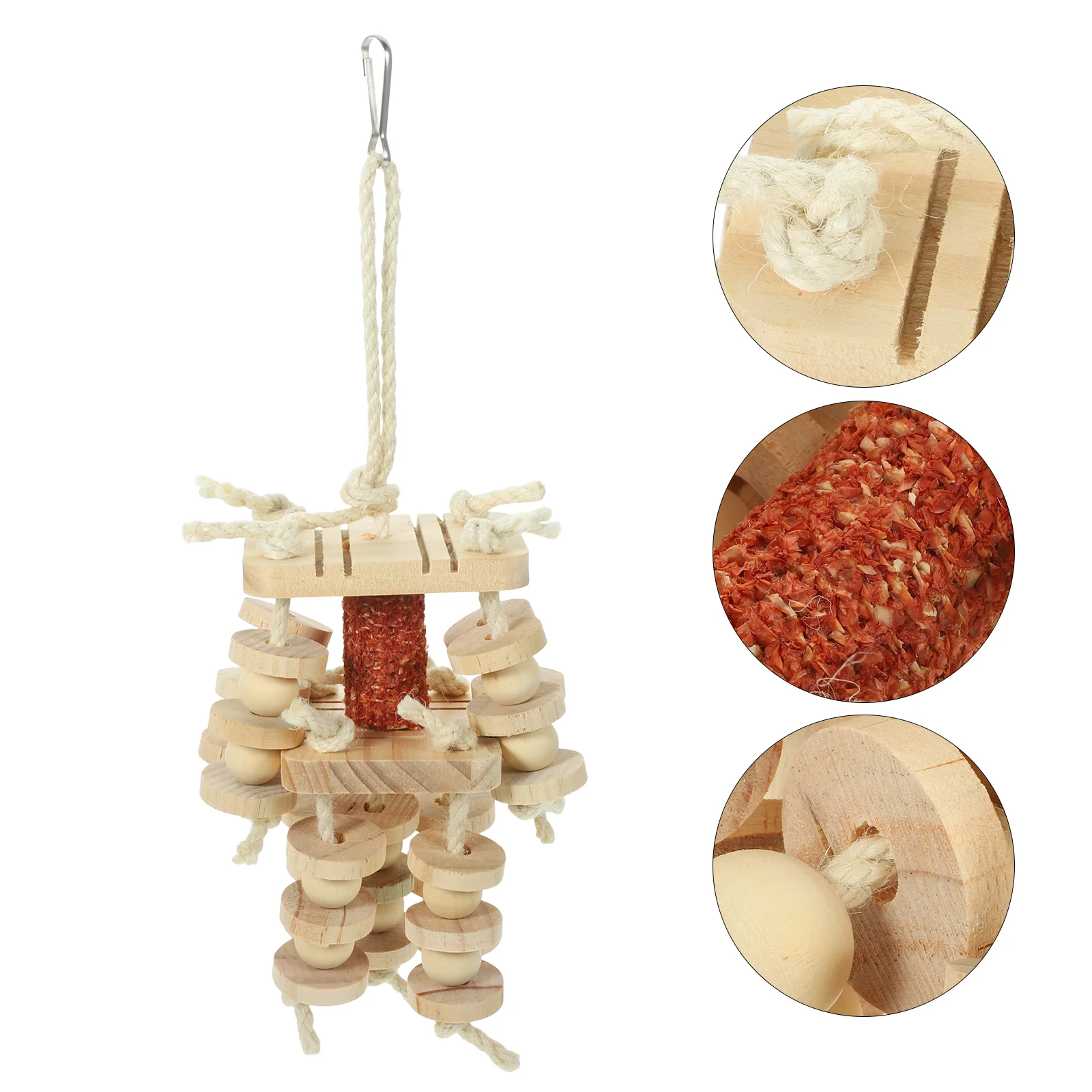 

Bird Chewing Toy Hanging Foraging Toys Pendant Parrot Cage Bite Wooden Parakeet