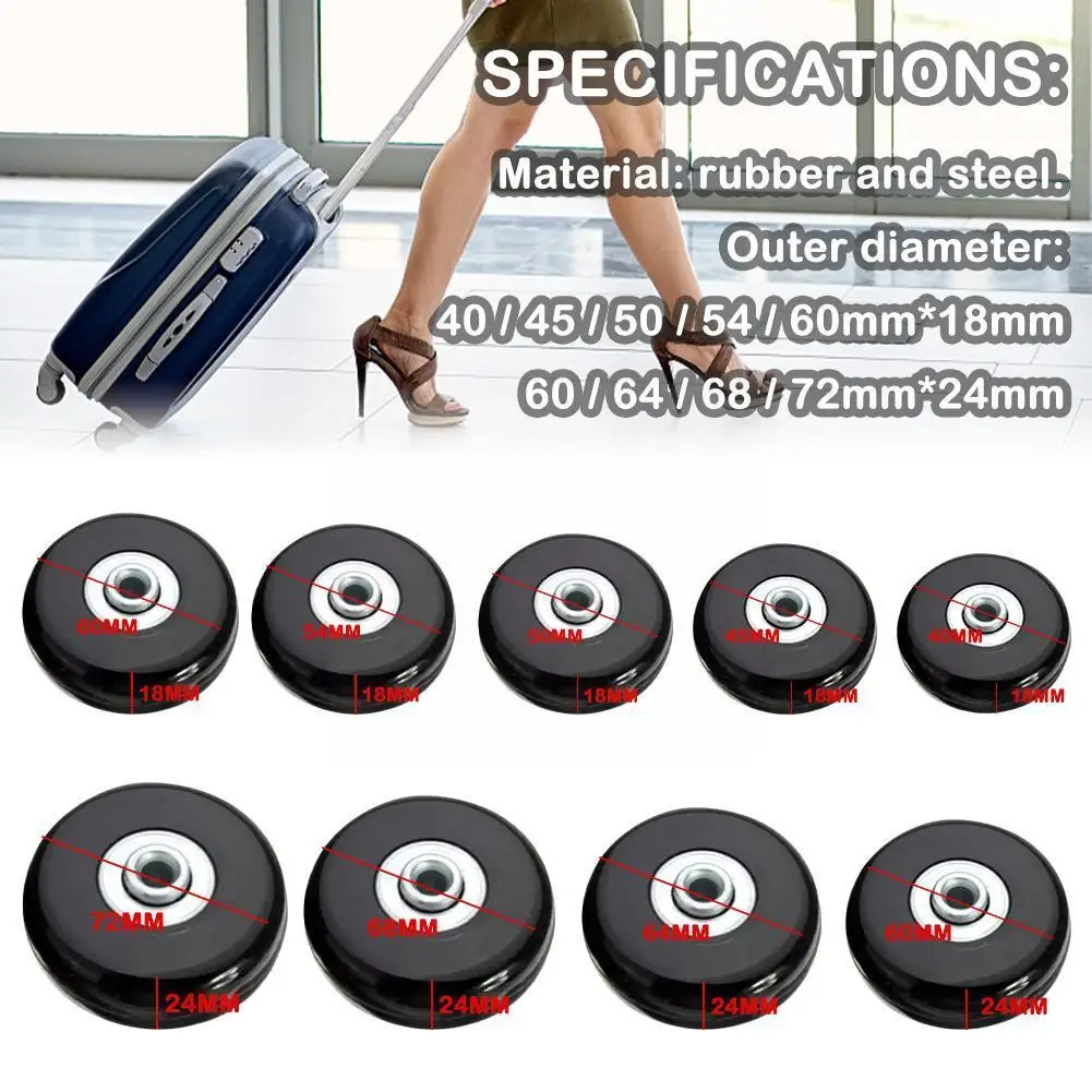 

18/24mm Travel Suitcase Replacement Wheels Black Mute Skate Parts Flexible Set Wheels With Inline Repair Bearings Wheel Dur R2P8