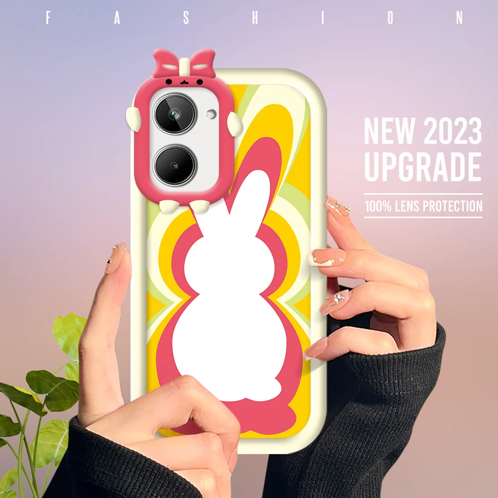 

Чехол Funda для Realme 10 9i 7i C30 C33 C21 C20 C11 C3 C2, милый мягкий чехол из ТПУ с рисунком кролика для задней панели телефона