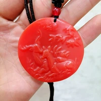 natural chicken blood jade hand carved sheep pendant fashion boutique jewelry mens and womens zodiac sheep necklace gift