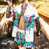 2022 new printing 3d feather parrot senior shirt men women fashion single breasted lovers couple style soft breathable top